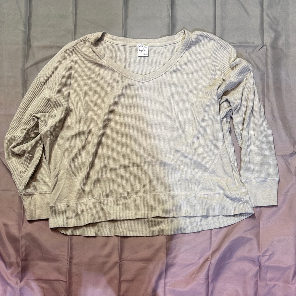 Aerie Gray Waffle Knit Top